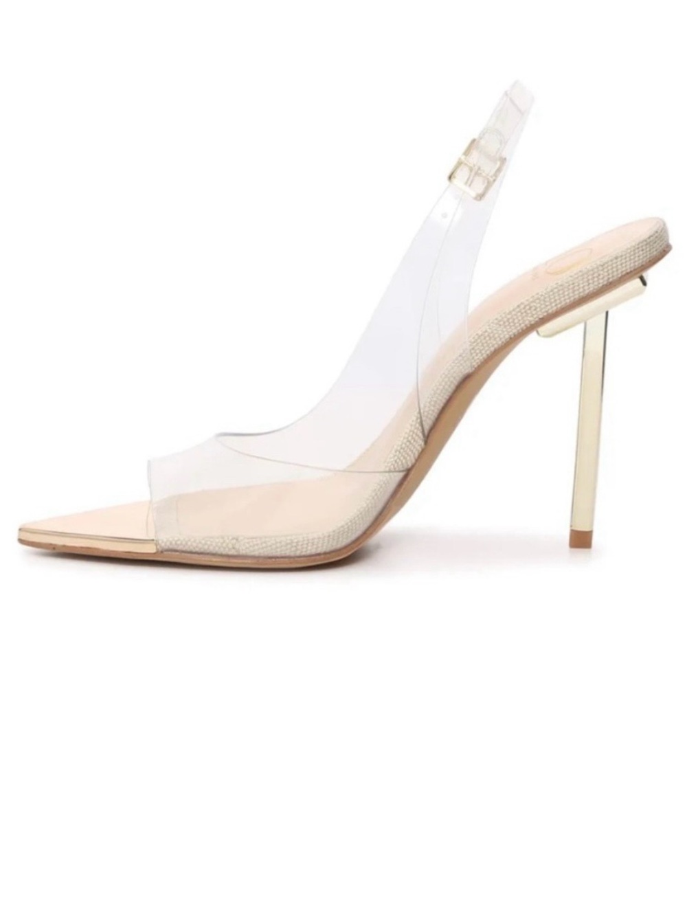 Jennifer Lopez Clear Strap Nude and Gold Stiletto Heels 39 - Picture 3 of 15